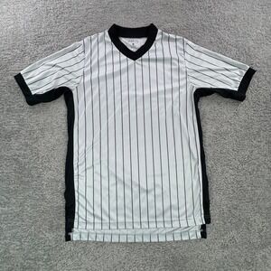 Smitty Mens‎ Referee Jersey Pinstripe Short Sleeve Umpire Shirt White Black Sz M